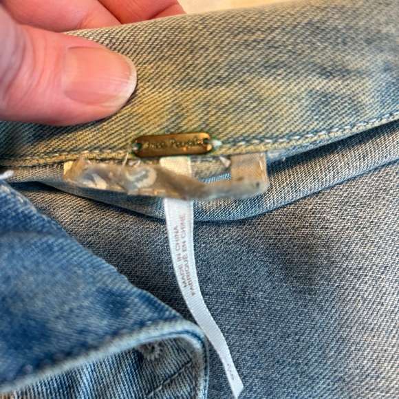 Free People Light Blue Jean Jacket size large - Picture 6 of 6